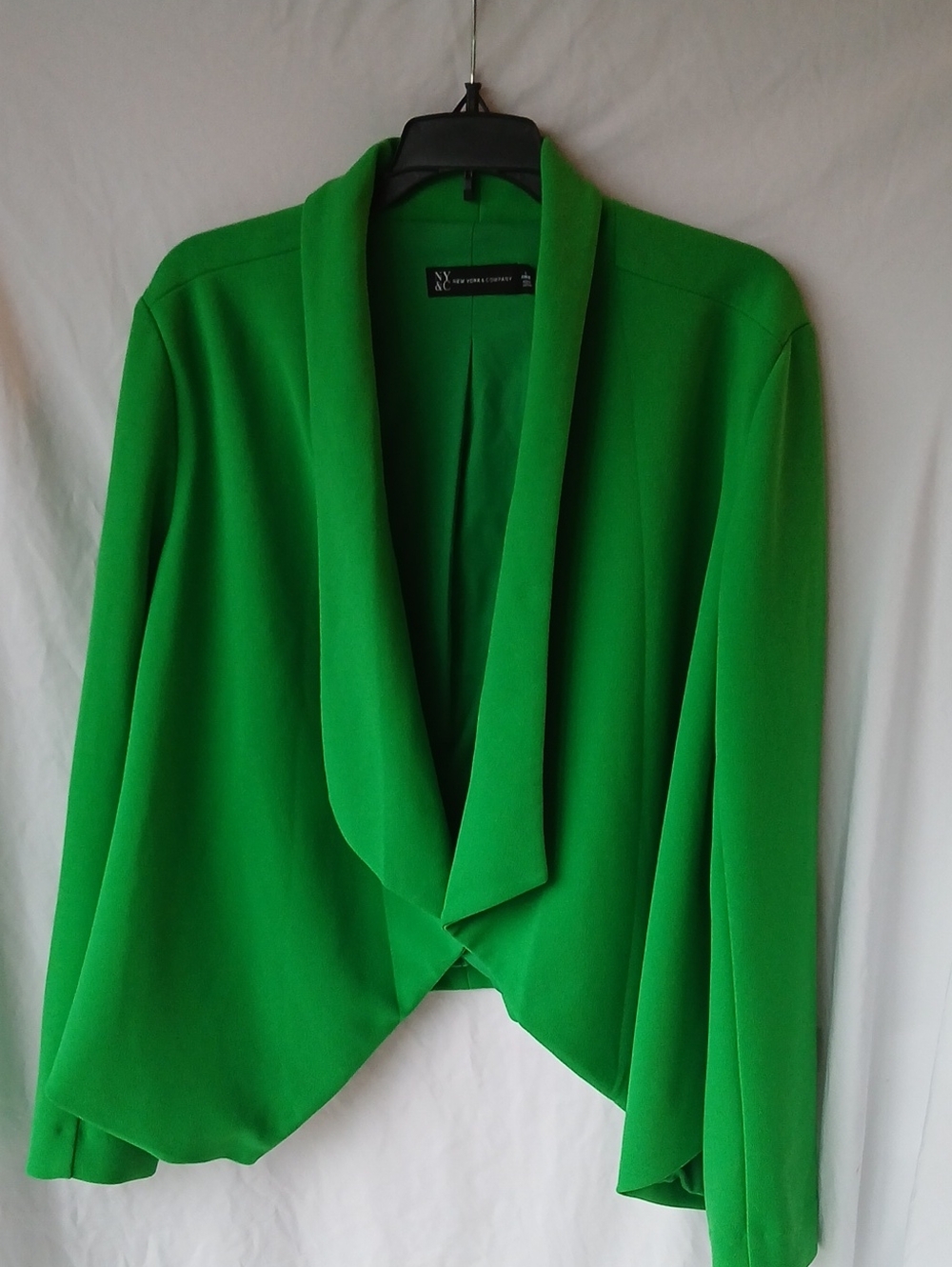 New York & Company Kelly Green Draped Open-Front Blazer